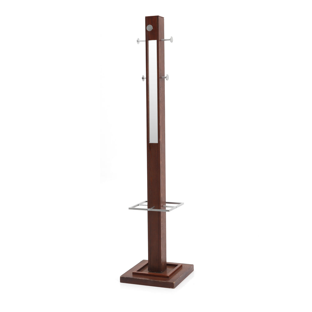 Wood and Chrome Rectangular Coat Rack