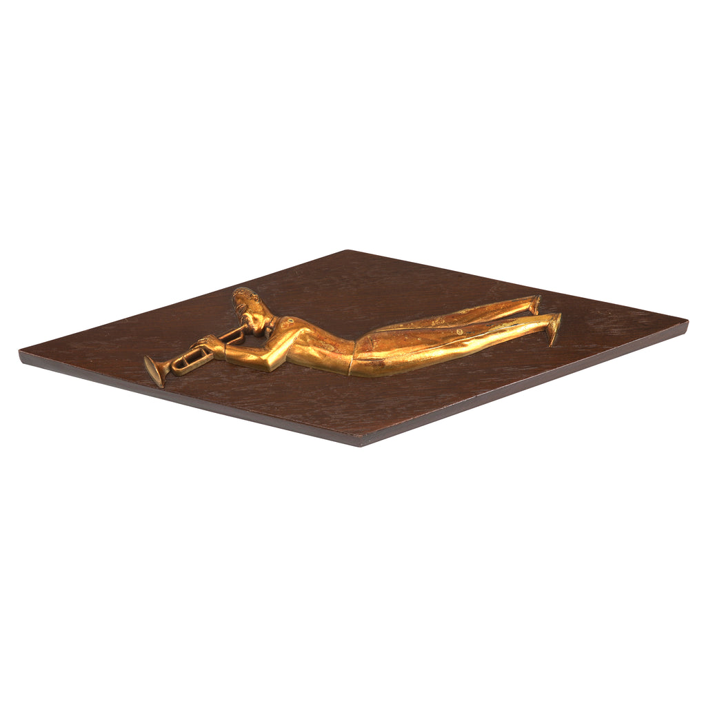 Gold Trumpeter on Wooden Diamond Wall Art (A+D)