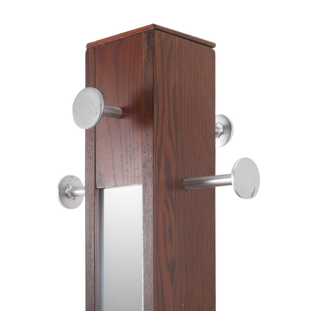 Wood and Chrome Rectangular Coat Rack
