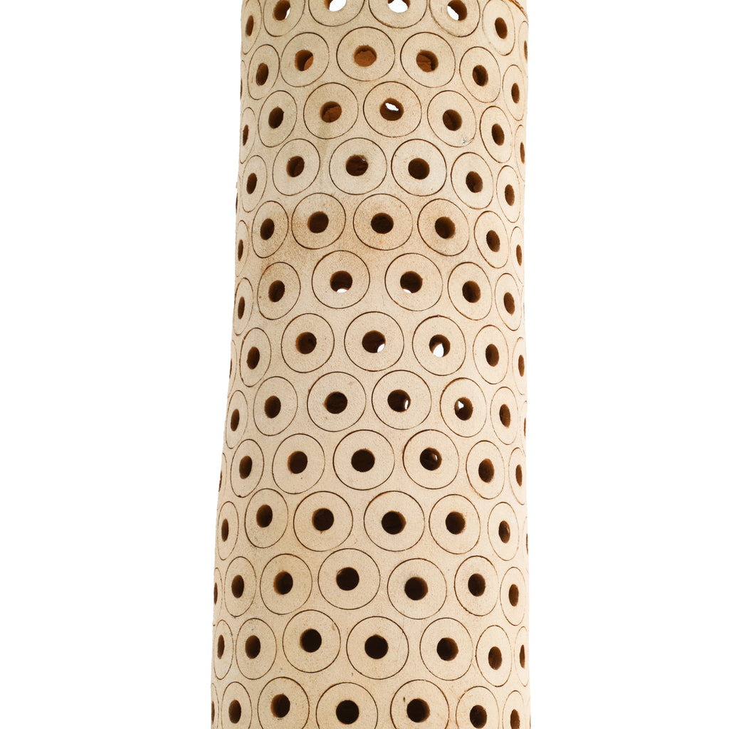 Tan Ceramic Unglazed Cutout Cylinder Vase (A+D)