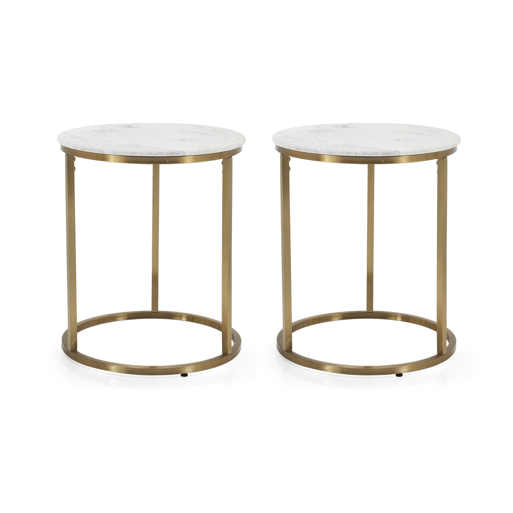 White Marble and Gold Side Table
