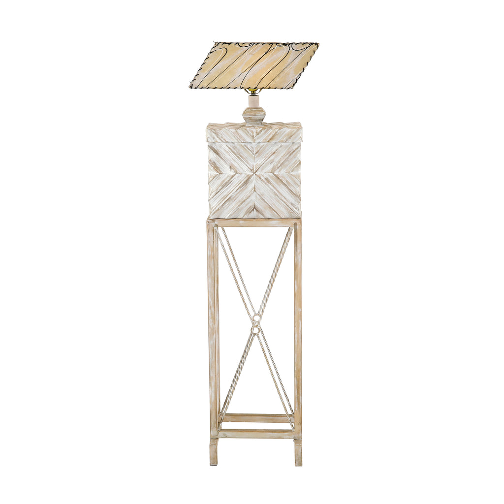 White and Tan Chevron Floor Lamp