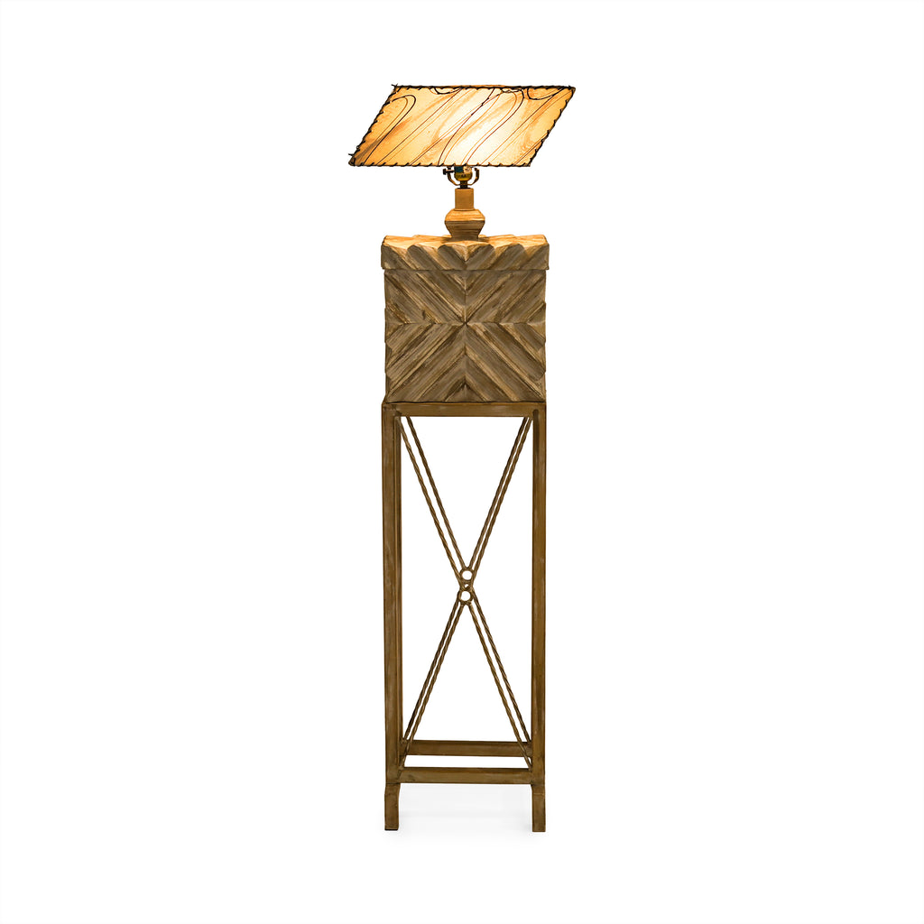 White and Tan Chevron Floor Lamp