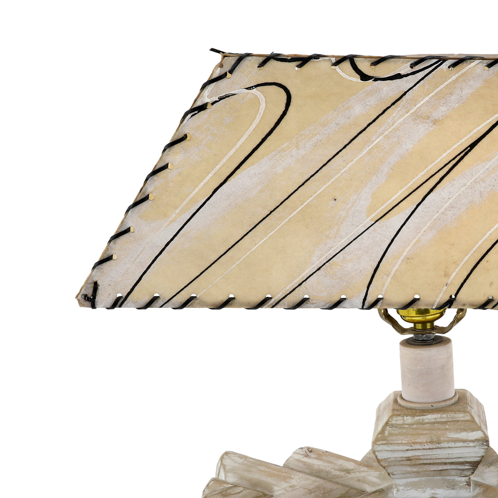 White and Tan Chevron Floor Lamp