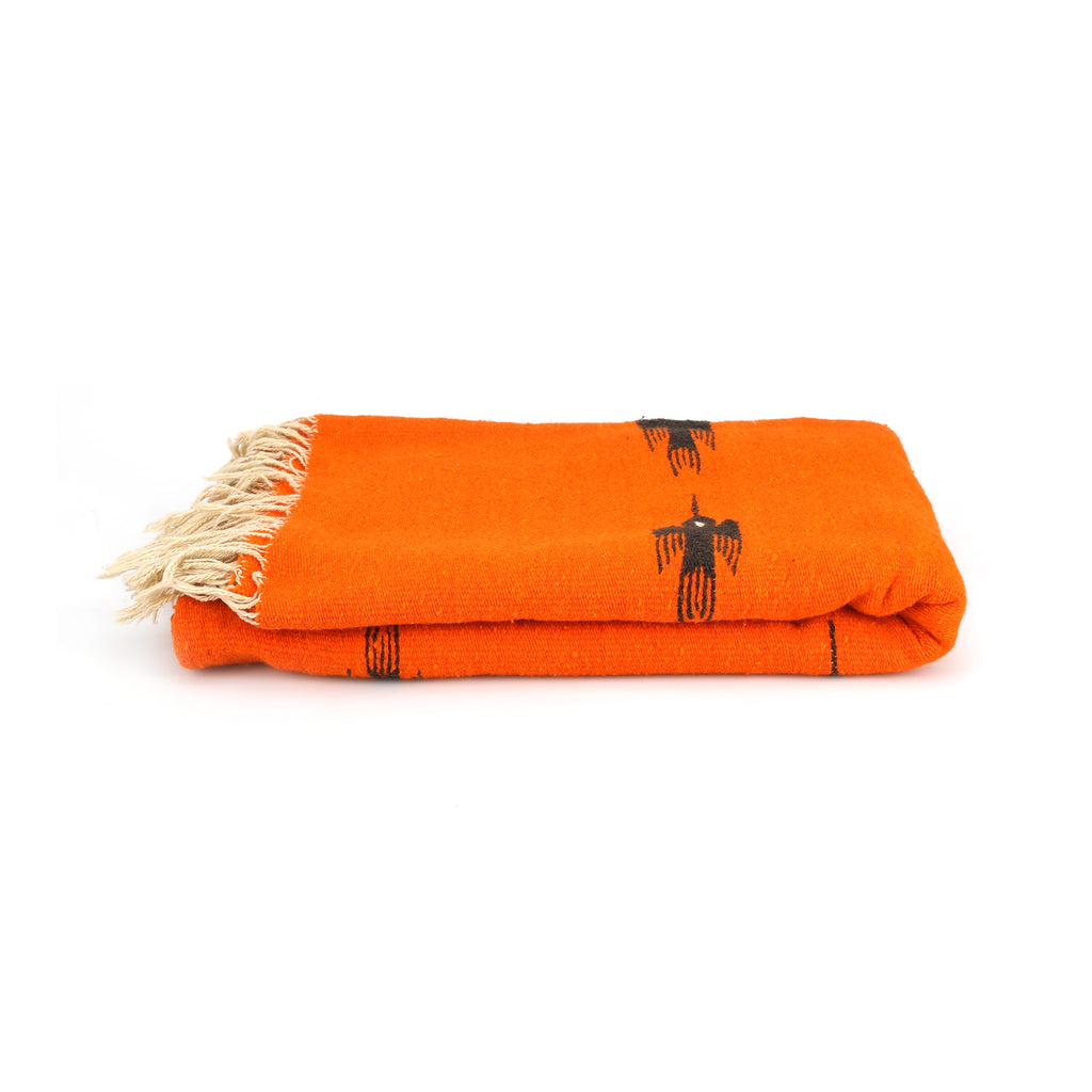 Orange Throw Blanket w/ Black Birds