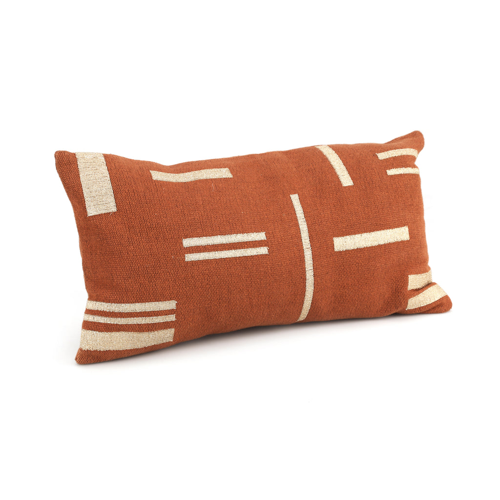 Orange & White Lumbar Pillow