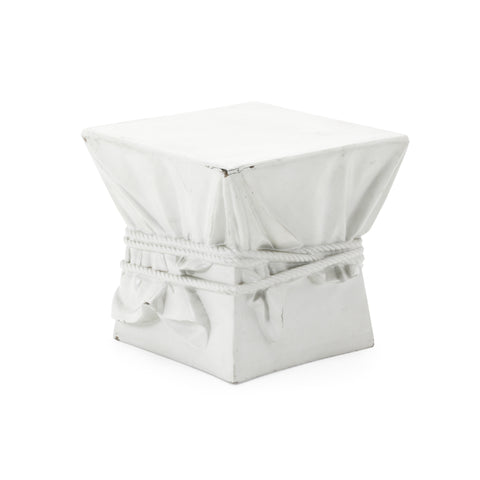 White Pedestal with Faux Cloth - Small