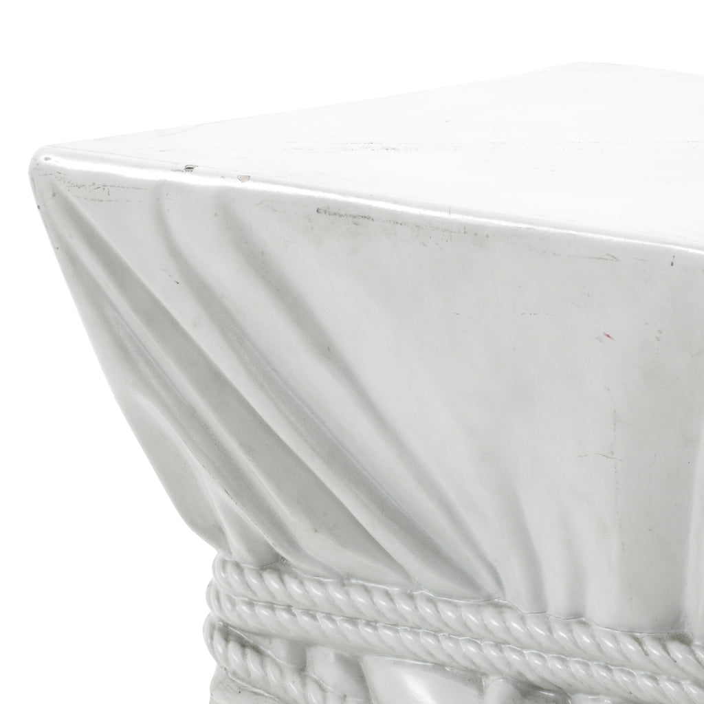 White Pedestal with Faux Cloth - Small