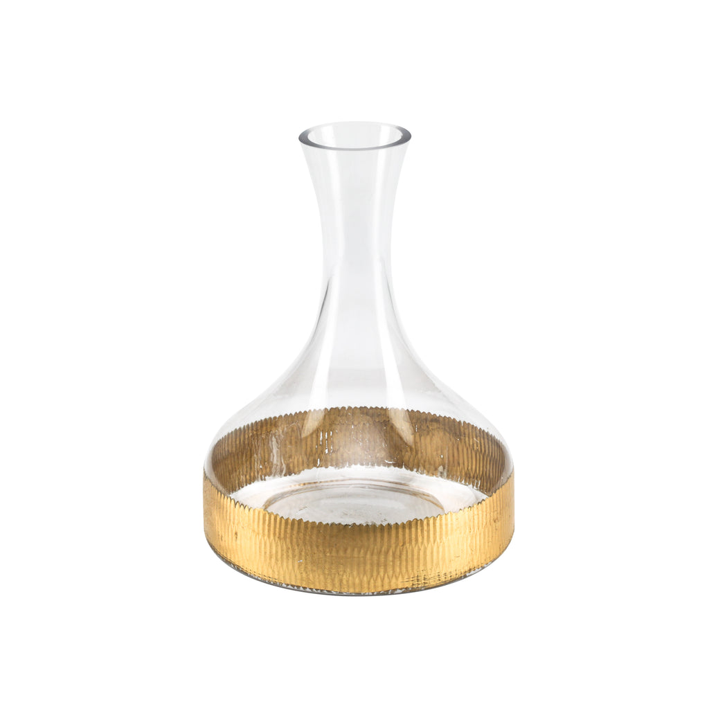 Clear Glass Vase with Gold Detailing
