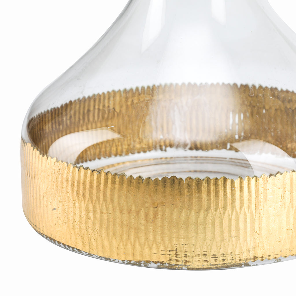 Clear Glass Vase with Gold Detailing