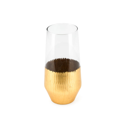 Tall Glass Cups with Gold Bottom