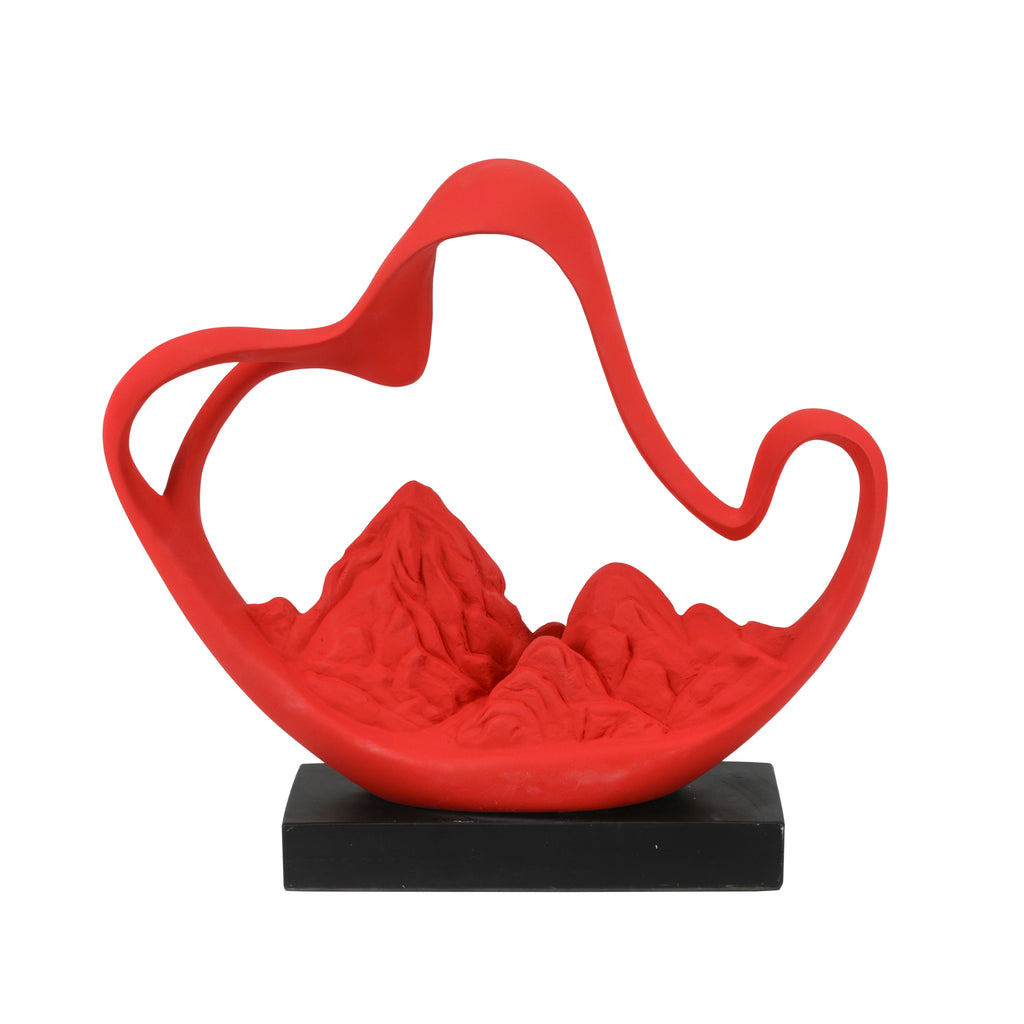 Matte Red Abstract Landscape Sculpture #2 (A+D)