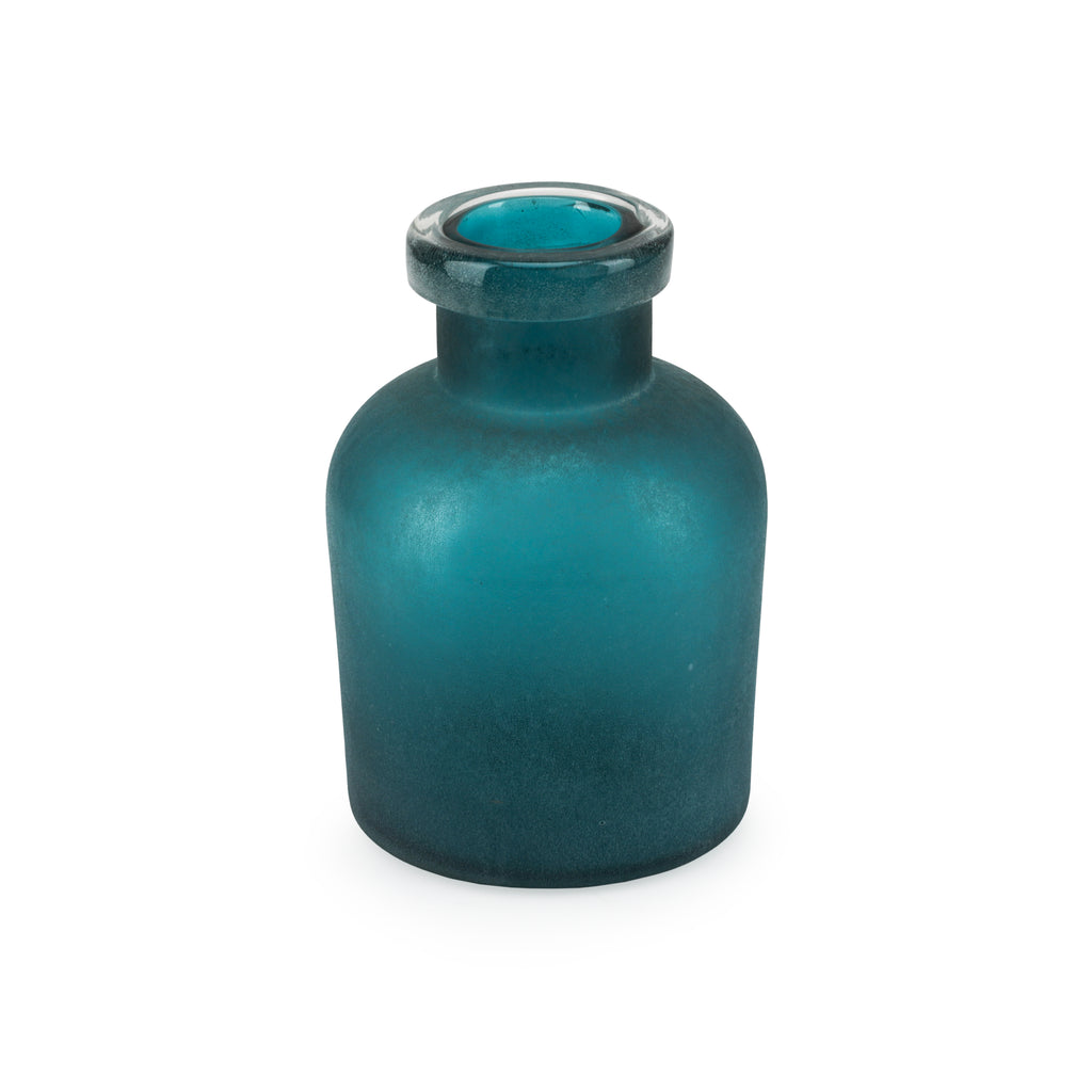 Round Blue Frosted Glass Vase (A+D)