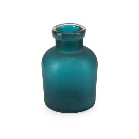Round Blue Frosted Glass Vase (A+D)
