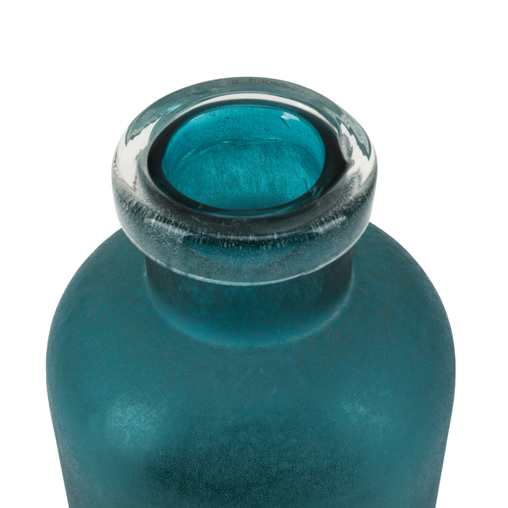 Round Blue Frosted Glass Vase (A+D)