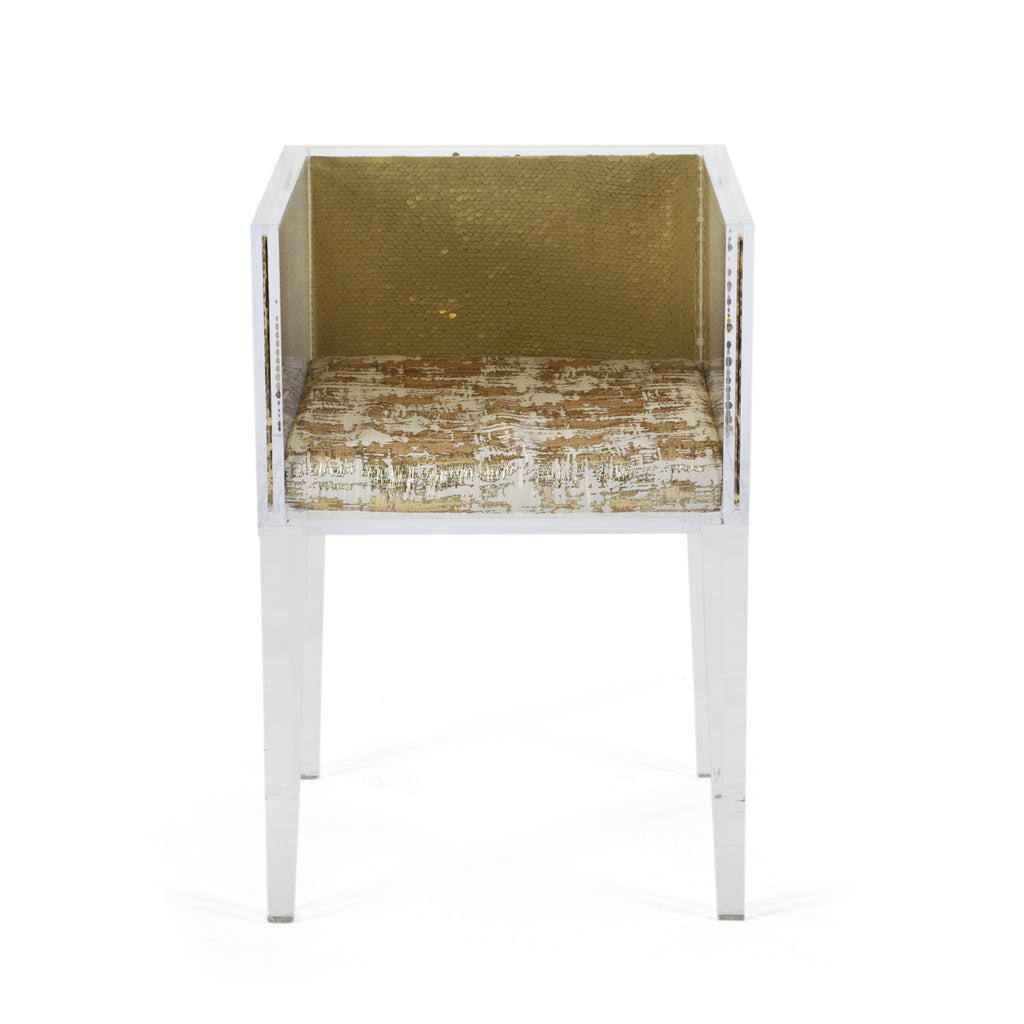 Gold Sequin Lucite Chair
