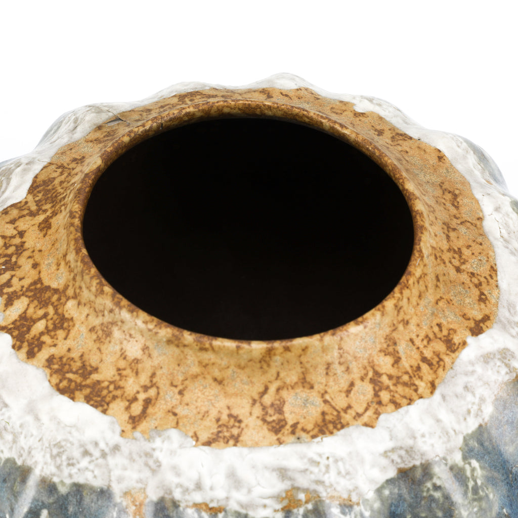 Brown & Blue Wide Dripping Glaze Vase (A+D)