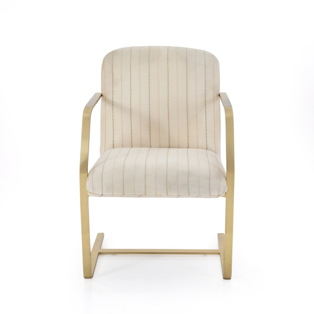 White Striped Chairs with Gold Frame