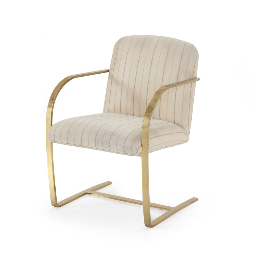 White Striped Chairs with Gold Frame