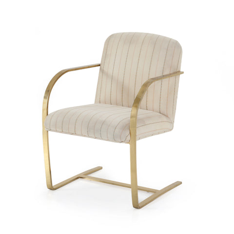 White Striped Chairs with Gold Frame