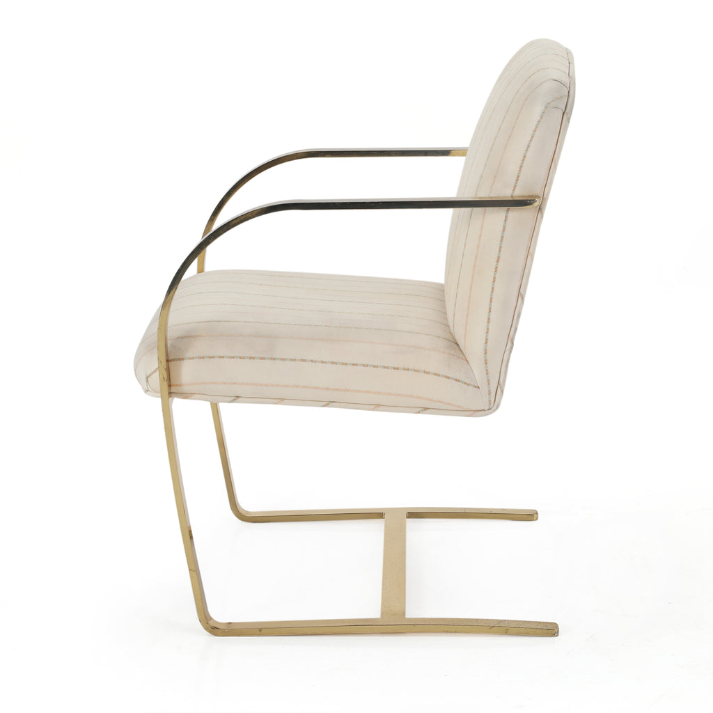 White Striped Chairs with Gold Frame