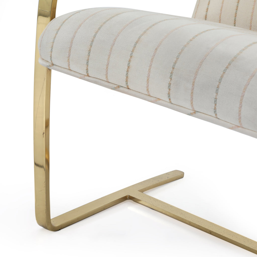 White Striped Chairs with Gold Frame