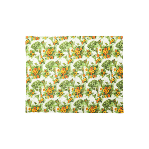 Green, Yellow, & Orange Floral Throw Blanket