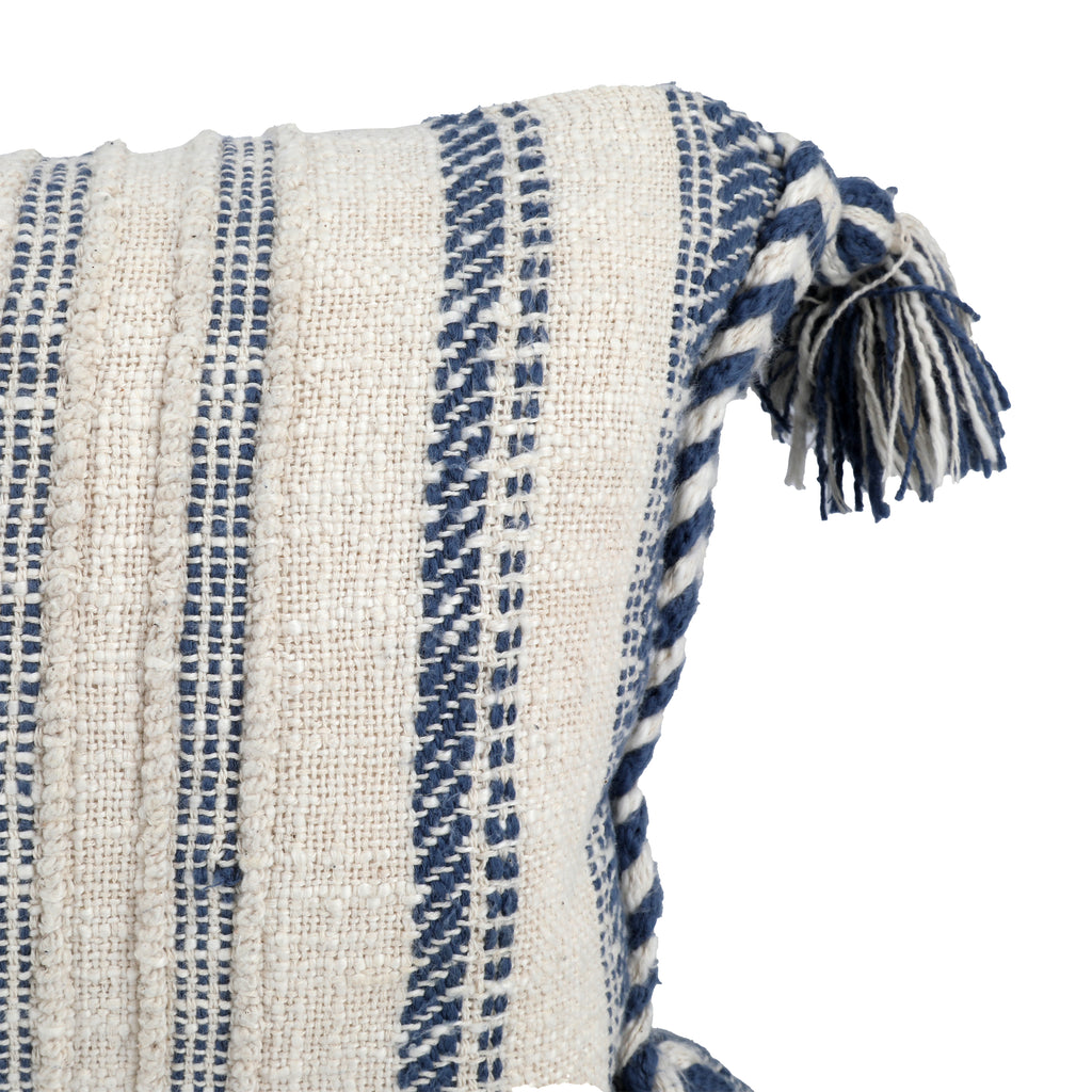 Cream and Blue Lumbar Pillow