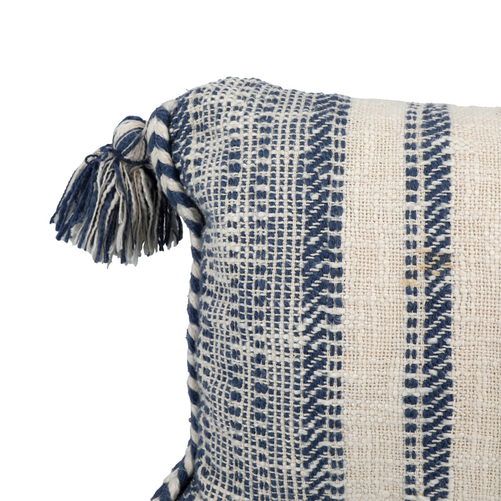 Cream and Blue Lumbar Pillow