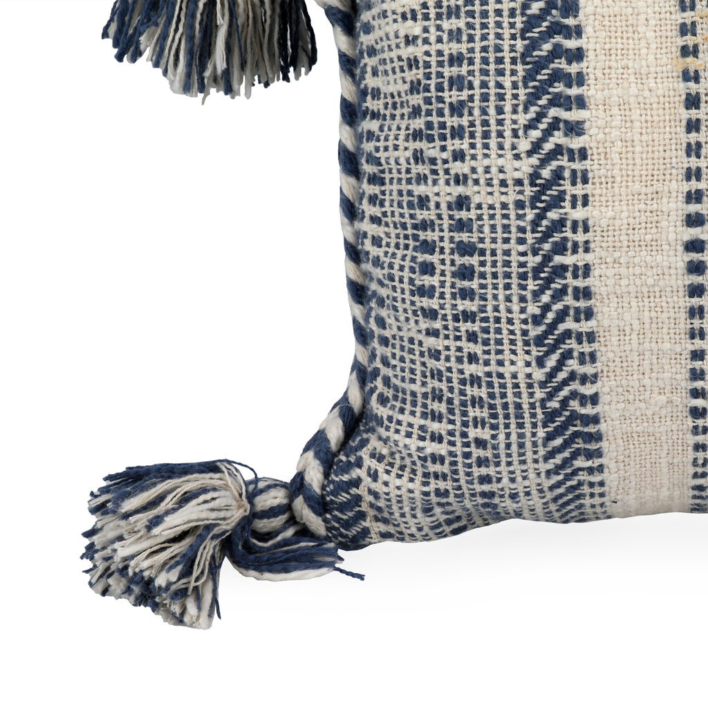 Cream and Blue Lumbar Pillow