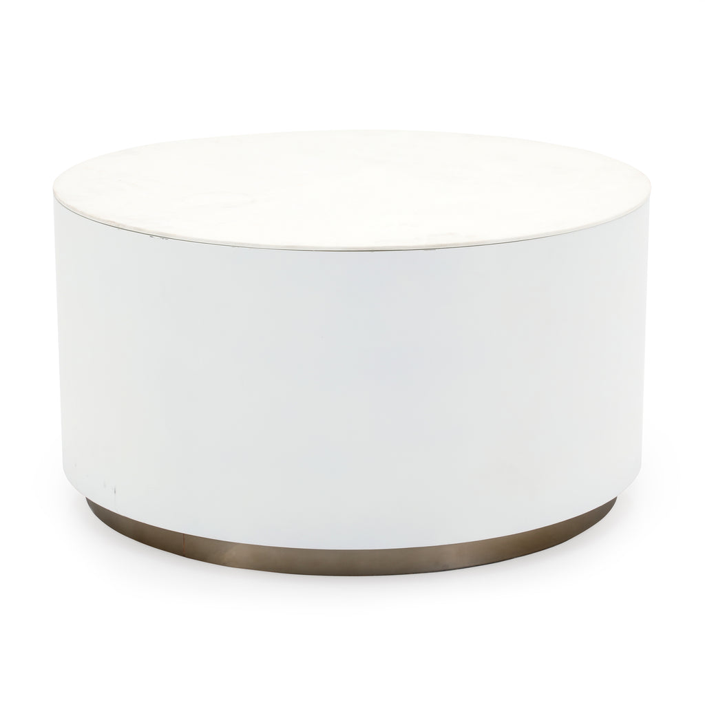 White Round Pedestal w/ Brass Base