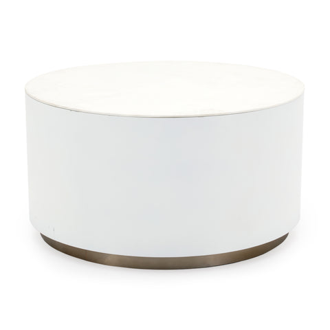 White Round Pedestal w/ Brass Base
