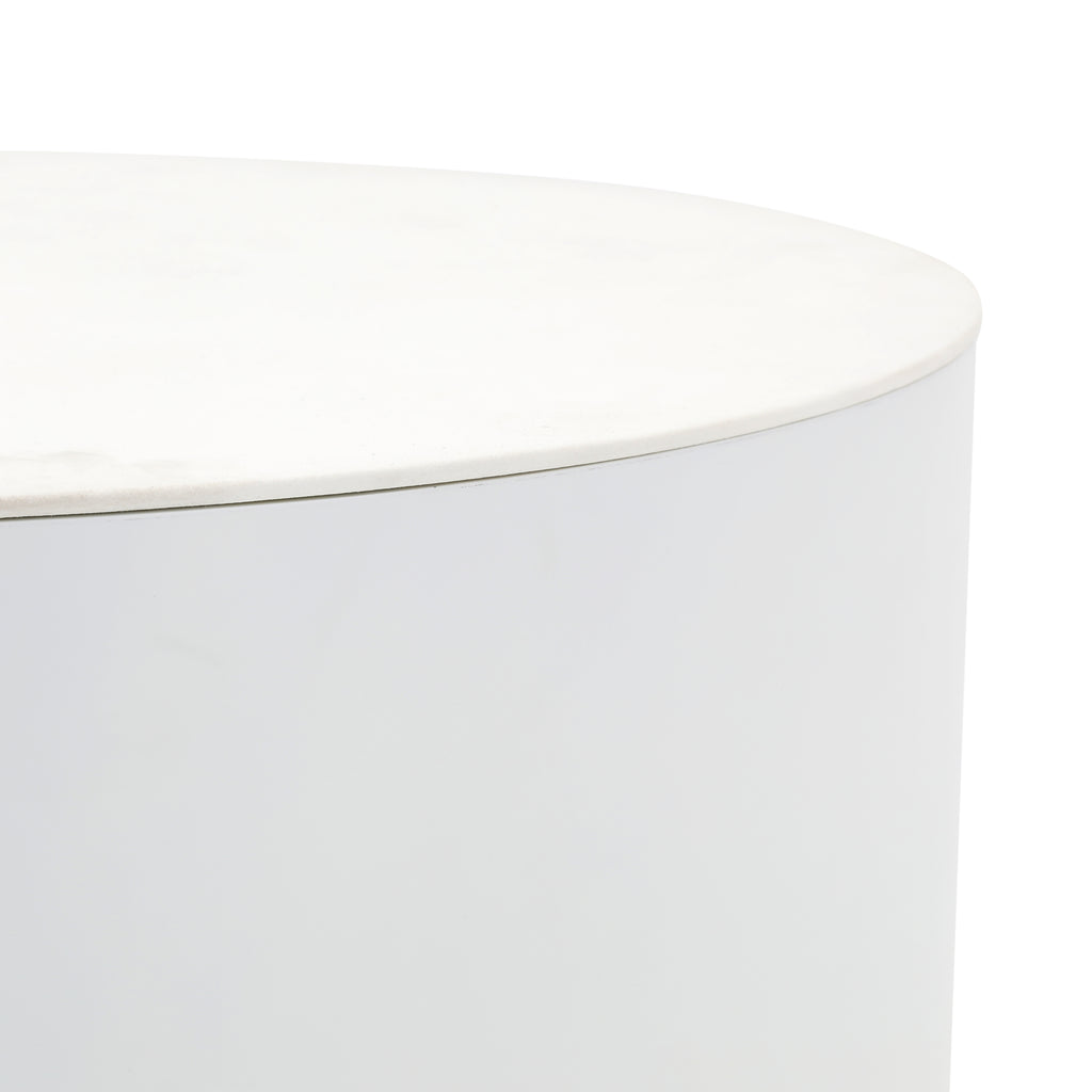 White Round Pedestal w/ Brass Base
