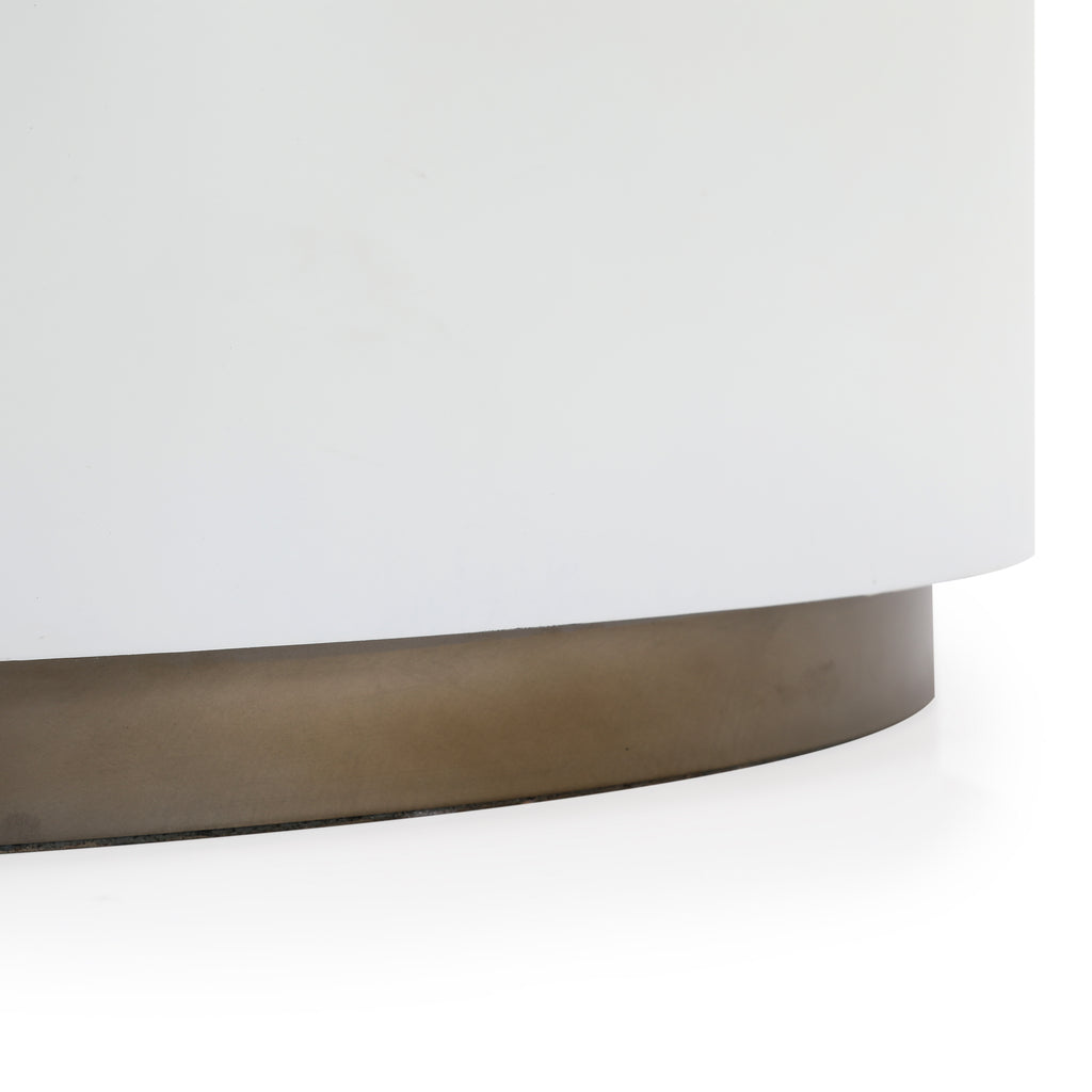 White Round Pedestal w/ Brass Base