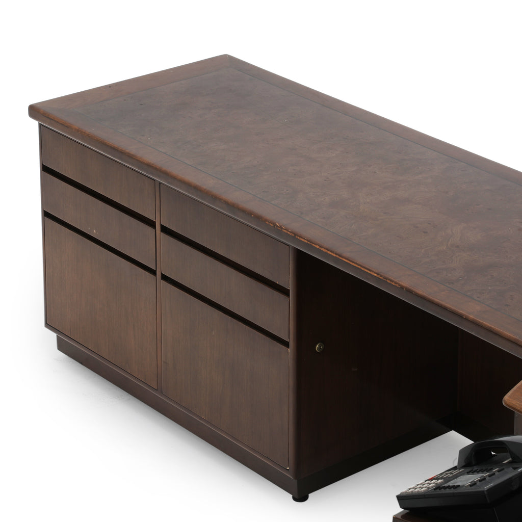 Brown Dark Wood Monteverdi Executive Desk W/ Extensions
