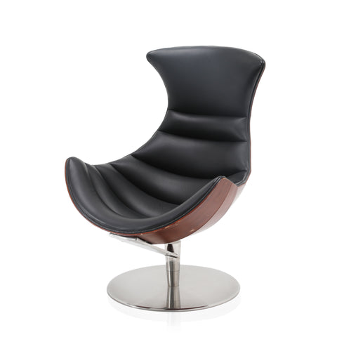 Black Leather Chrome Platform Chair