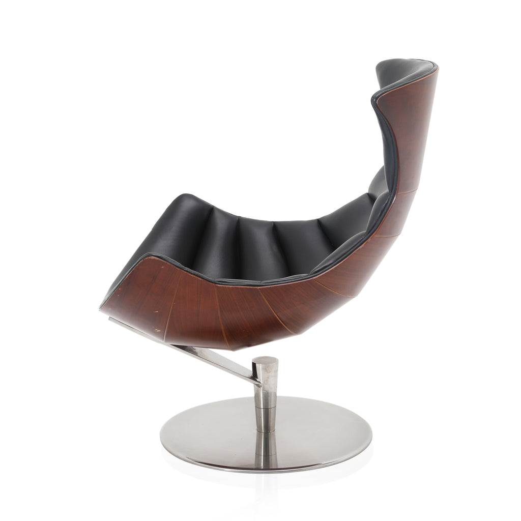 Black Leather Chrome Platform Chair