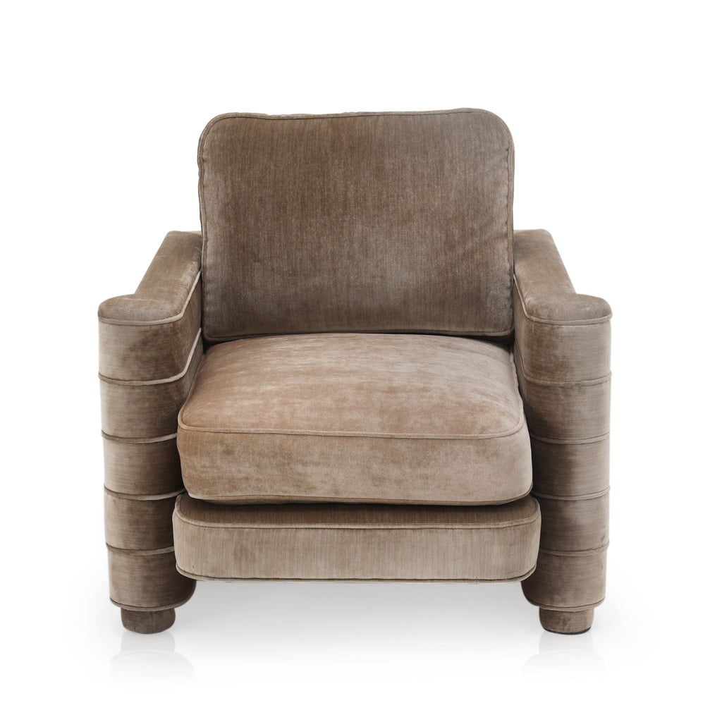 Taupe Velvet Deco Arm Chairs
