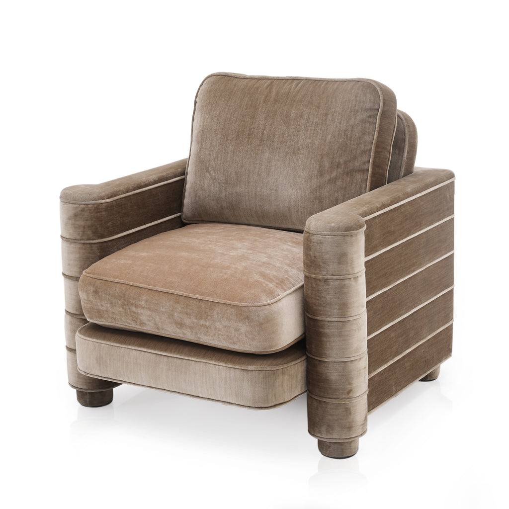 Taupe Velvet Deco Arm Chairs