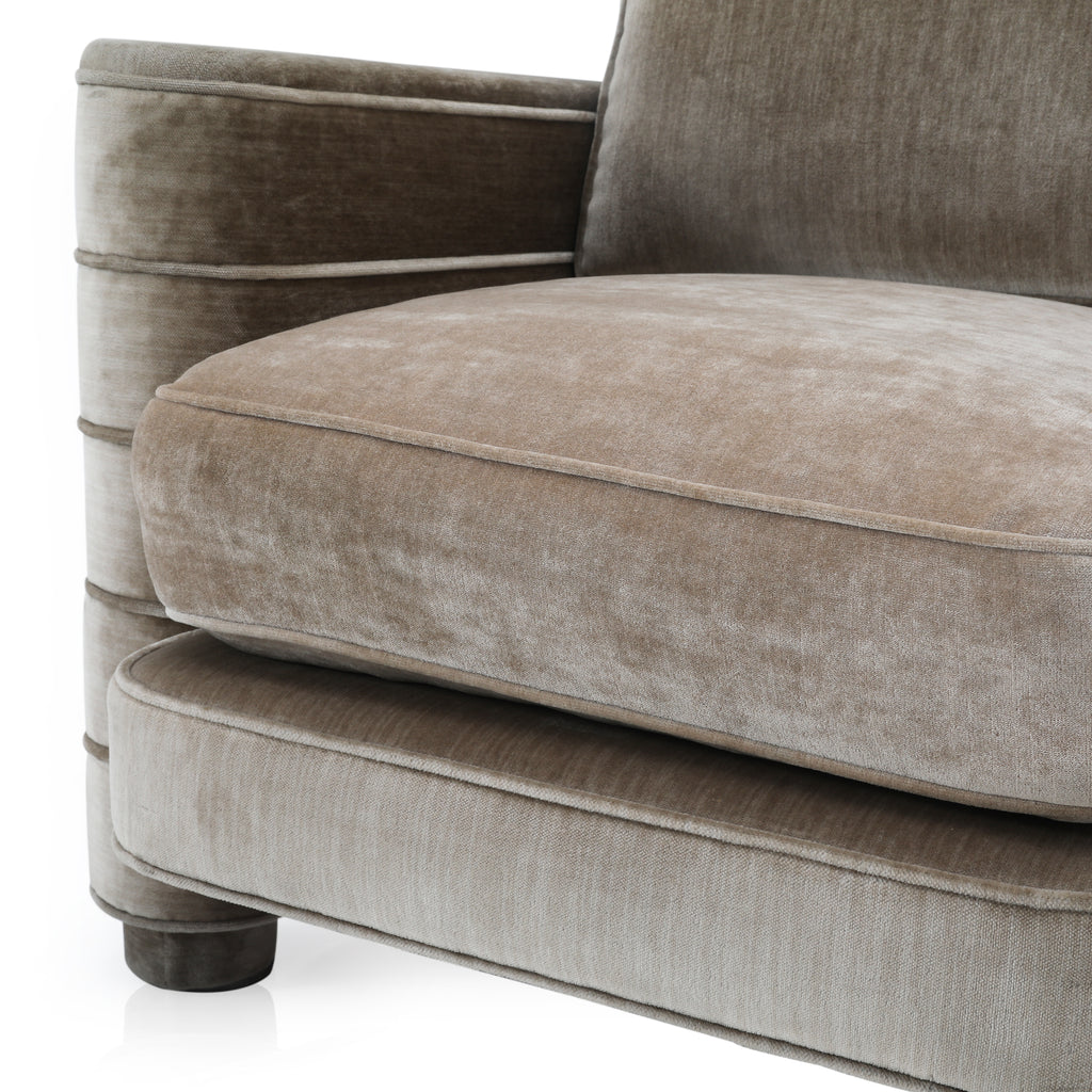 Taupe Velvet Deco Arm Chairs