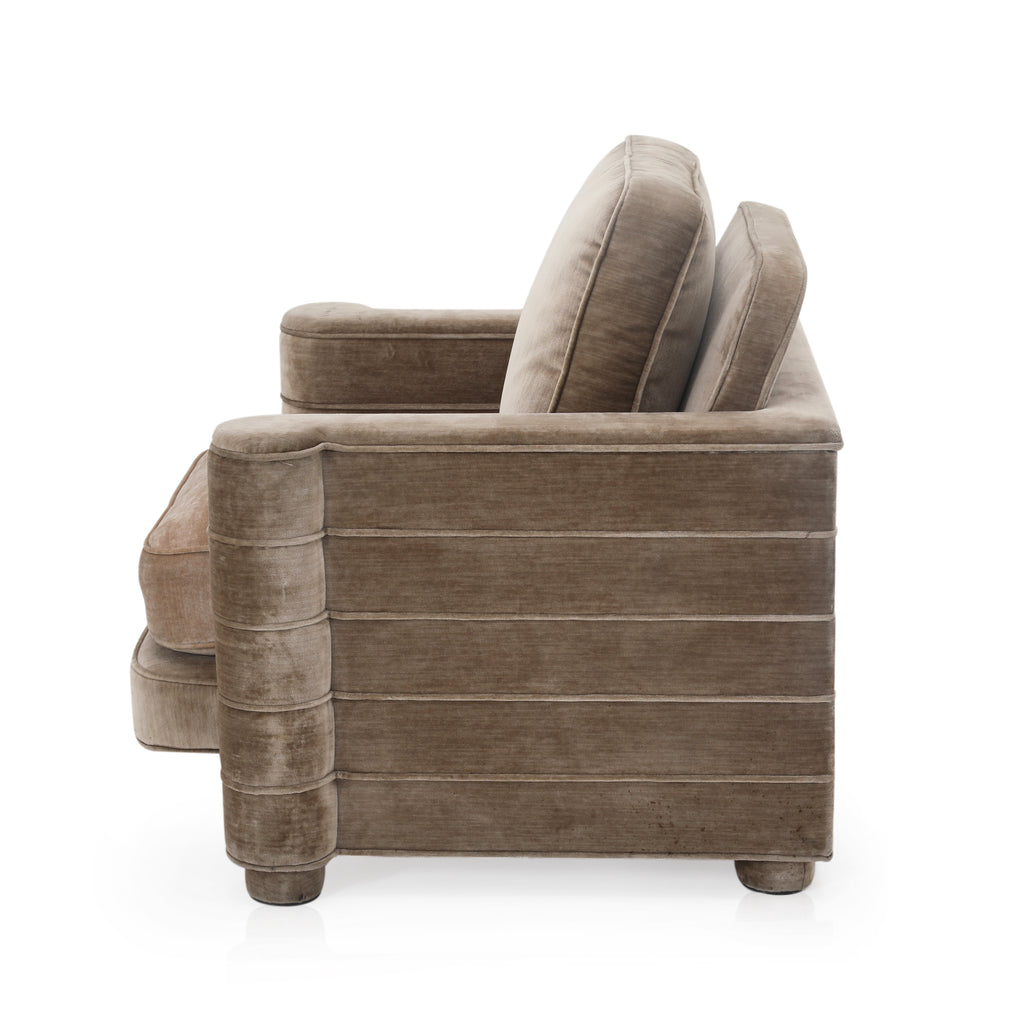 Taupe Velvet Deco Arm Chairs