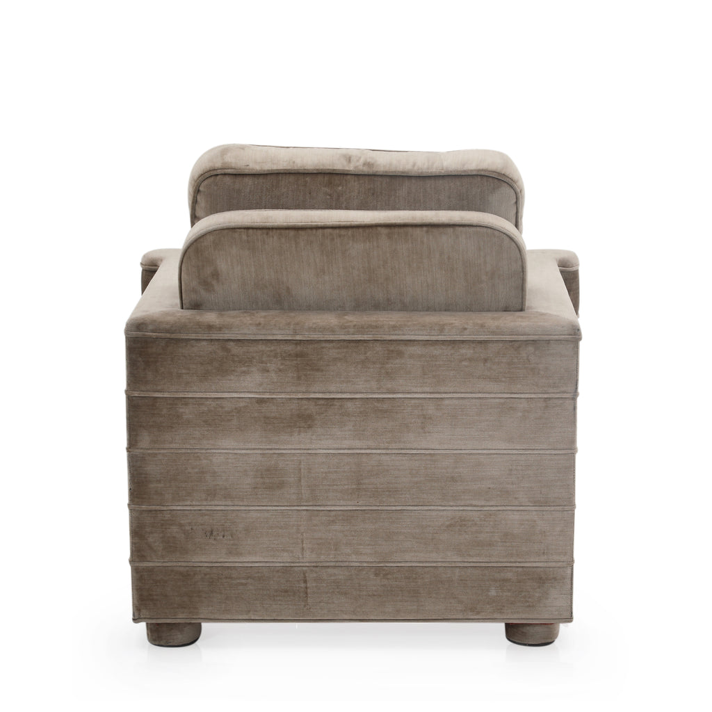 Taupe Velvet Deco Arm Chairs