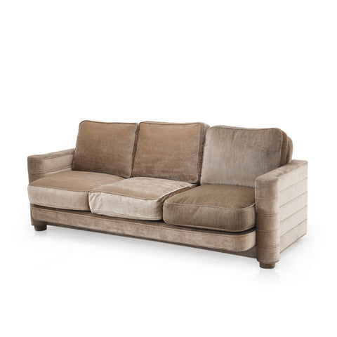Taupe Velvet Deco Sofa