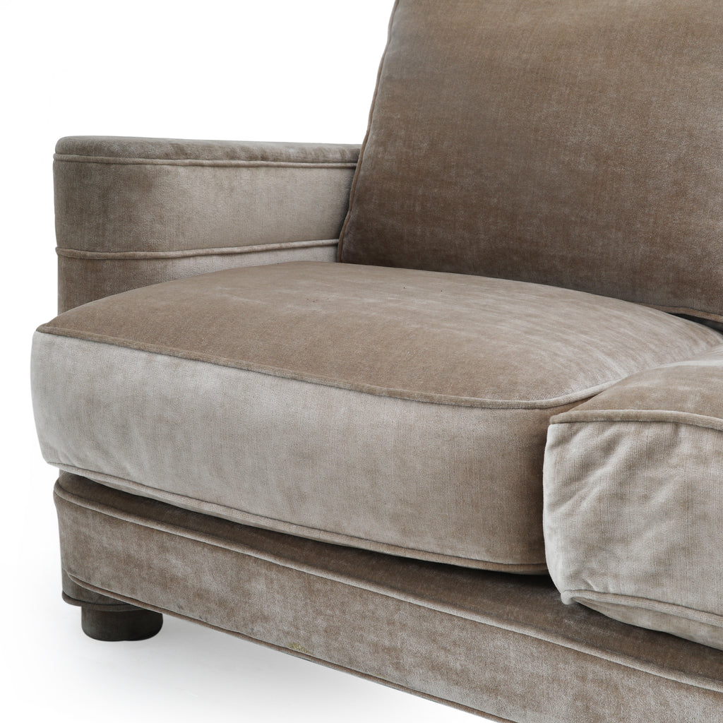 Taupe Velvet Deco Sofa