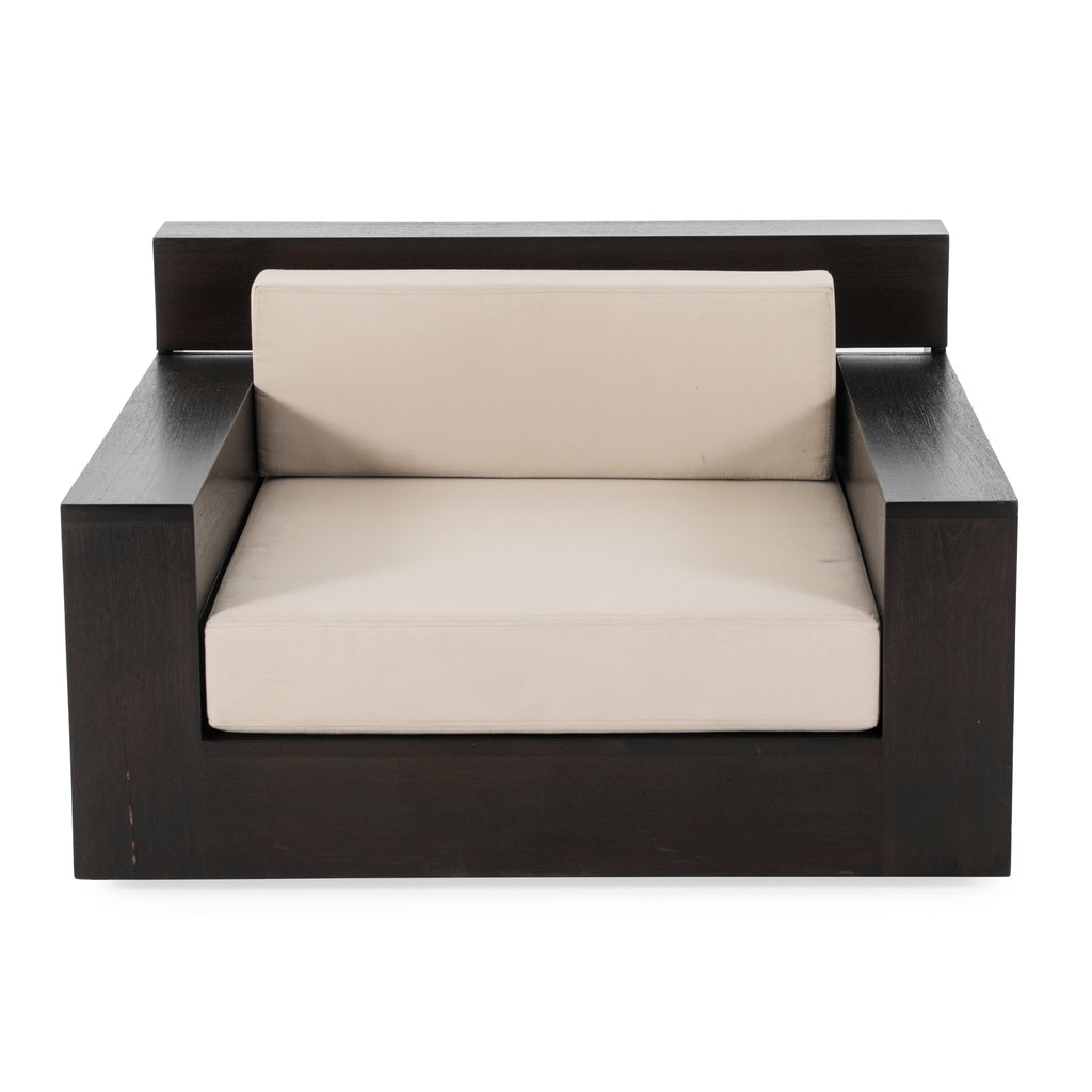 Wide Dark Wood Patio Chair With Cushion