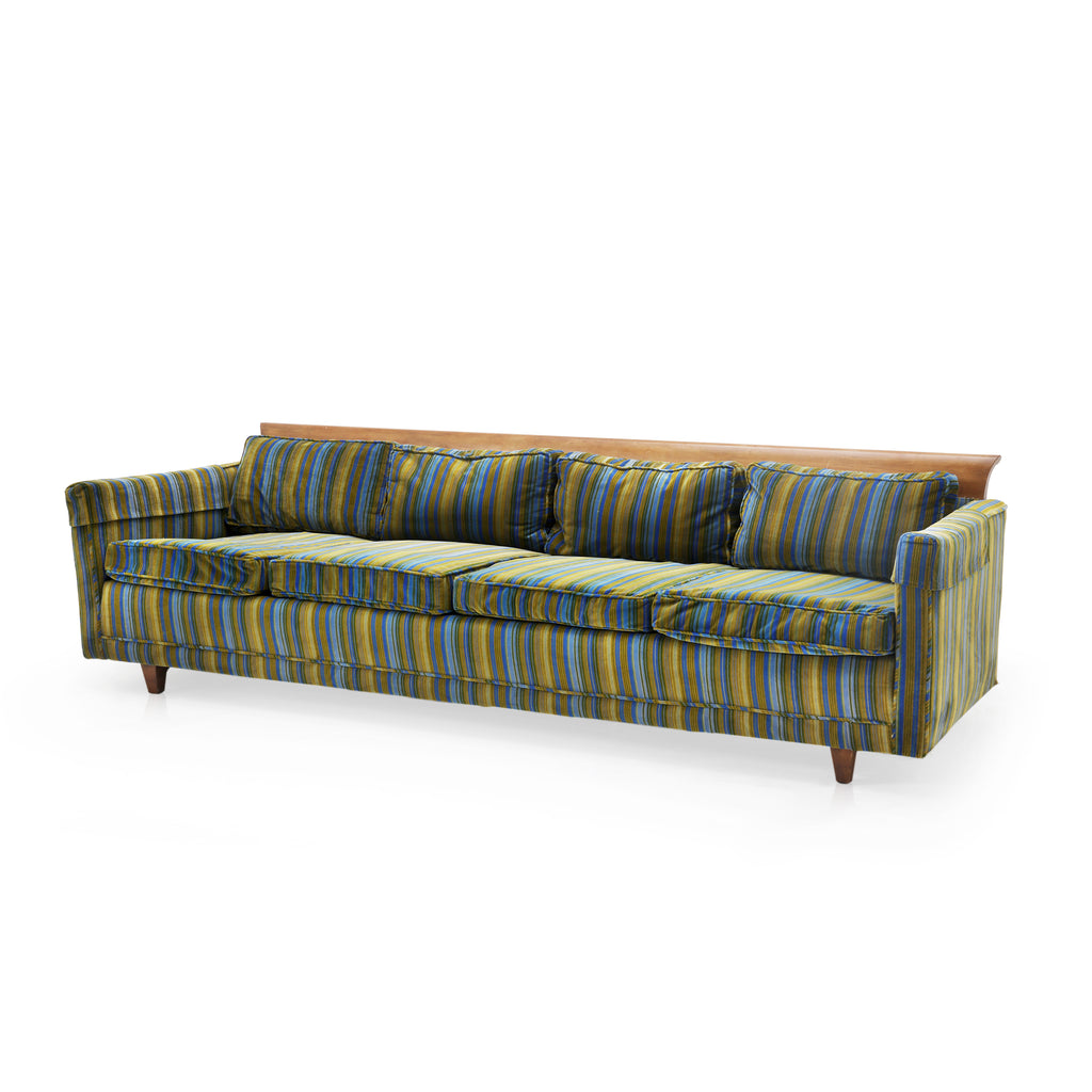 Green & Blue Striped 4-Seater Sofa