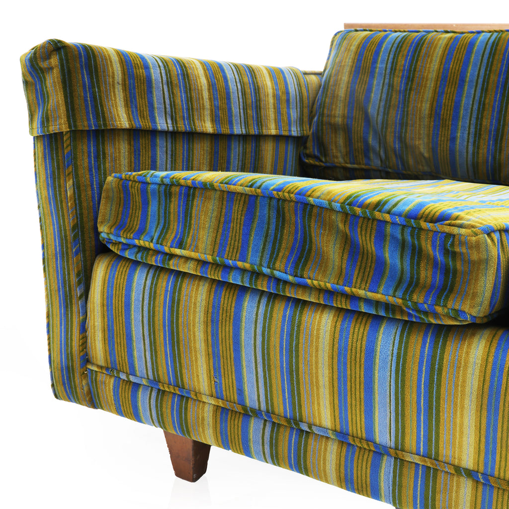 Green & Blue Striped 4-Seater Sofa