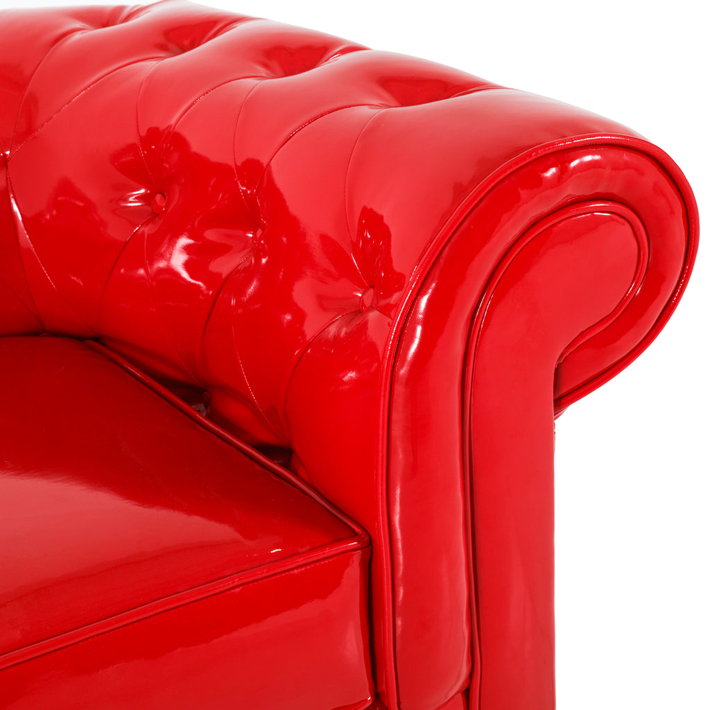 Glossy Red Chesterfield Sofa