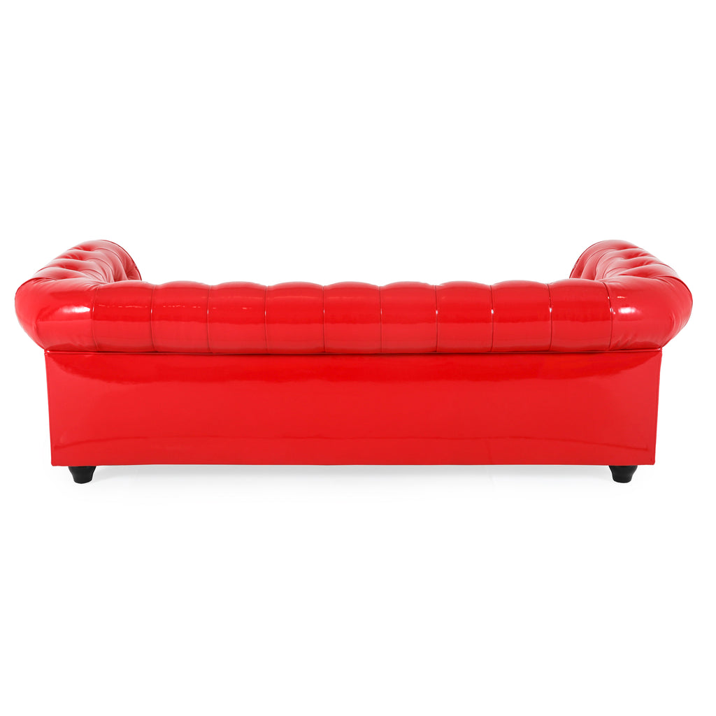 Glossy Red Chesterfield Sofa