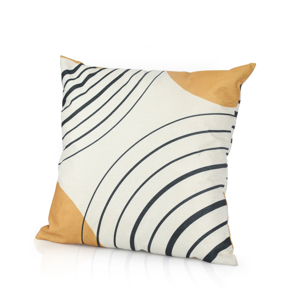 White & Yellow Pillow with Dark Stripes